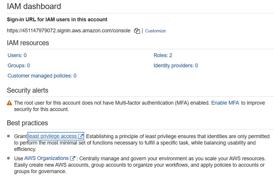 Figure 4.2 - IAM dashboard