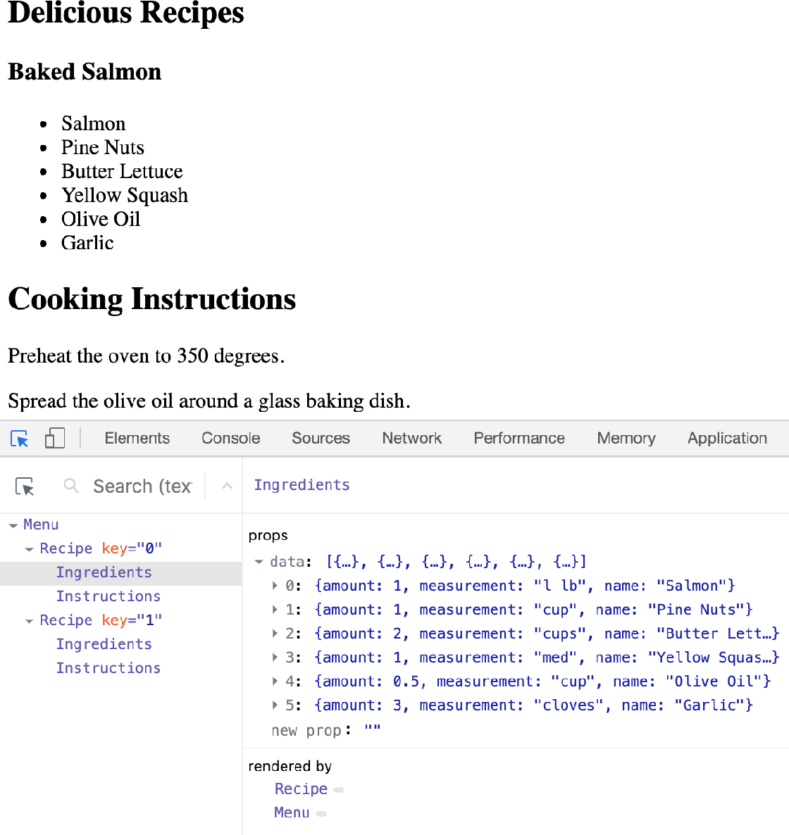 Figure 5-3. Resulting virtual DOM in React Developer Tools